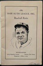 Load image into Gallery viewer, 1961 Babe Ruth League Rules Booklet MLB New York Yankees Bambino HOFer Vintage