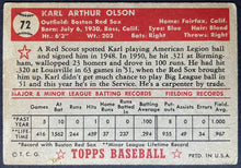 Load image into Gallery viewer, 1952 Topps Baseball Karl Olson #72 Boston Red Sox MLB Card Vintage