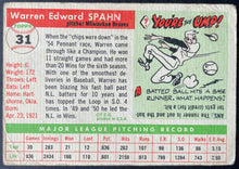 Load image into Gallery viewer, 1955 Topps Baseball #31 Warren Spahn Milwaukee Braves Vintage MLB Card