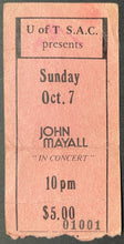 Load image into Gallery viewer, 1973 John Mayall Concert Ticket Stub University of Toronto Blues Rock Vintage