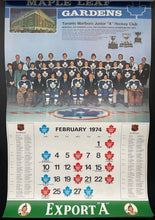Load image into Gallery viewer, 1973-74 Maple Leaf Gardens Export A Leafs Calendar Toronto 1972 Summit Series