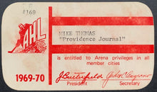 Load image into Gallery viewer, 1969-1970 AHL Hockey Season League Media Pass Mike Thomas Providence Journal