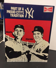 Load image into Gallery viewer, New York Yankees Cardboard Budweiser Sign Roger Maris Mickey Mantle Vintage