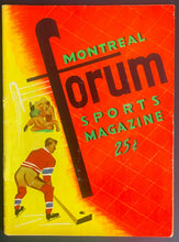 Load image into Gallery viewer, 1957 Montreal forum NHL Hockey Program Canadiens vs Boston Bruins Sawchuk
