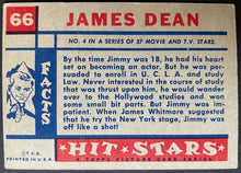 Load image into Gallery viewer, 1957 Topps Hit Stars Trading Card James Dean #66 Non Sports Vintage