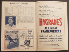 Load image into Gallery viewer, 1949 Fenway Park Baseball Program Boston Red Sox vs Philadelphia Athletics MLB