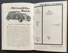 Load image into Gallery viewer, 1933-34 General Motors GM Hockey Broadcast Guide NHL Toronto Maple Leafs Maroons