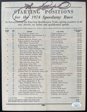 Load image into Gallery viewer, 1974 Indianapolis 500 Race Day Issue Autographed Johnny Rutherford Signed JSA