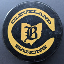 Load image into Gallery viewer, 1976 Cleveland Barons Radio Station Promotional Hockey Puck Vintage NHL