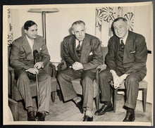 Load image into Gallery viewer, VTG Type 1 Clarence Campbell + Wes Adams + Harold Baldy Cotton Photo NHL Hockey