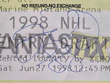 Load image into Gallery viewer, 1998 NHL Hockey Draft Legwand Autographed Ticket Buffalo Marine Midland Arena