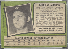 Load image into Gallery viewer, 1971 Topps Thurman Munson #5 All-Star Rookie New York Yankees PSA 6 EX-MT