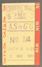 Load image into Gallery viewer, 1973 Secretariat Winner Kentucky Derby Program + Parimutuel Horse Race Ticket