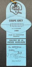 Load image into Gallery viewer, 1980 Grey Cup Official Press Box Credential CFL Football Warren Moon Edmonton
