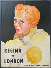 Load image into Gallery viewer, 1960 Rare CFL Football Exhibition Game Program Regina Roughriders vs ORFU London