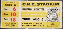 Load image into Gallery viewer, 1972 C.N.E. Stadium Montreal Alouettes vs Toronto Argonauts CFL Football Ticket
