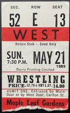 Load image into Gallery viewer, 1989 WWF Wrestling Ticket Maple Leaf Gardens Hulk Hogan v Randy Macho Man Savage