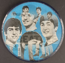 Load image into Gallery viewer, The Beatles Blue Vari-Vue Flicker Pinback Button Vintage Fab 4 John Lennon