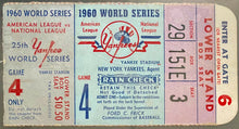 Load image into Gallery viewer, 1960 World Series Ticket Game 4 Yankee Stadium Yankees Pirates iCert Authentic