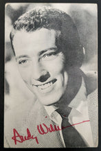 Load image into Gallery viewer, Circa 1960 American Singer Andy Williams Autographed Publicity Photo Vintage