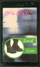 Load image into Gallery viewer, Eric Clapton Laminated Backstage Pass Original Local Crew Concert Tour Used