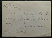 Load image into Gallery viewer, 1965 Jacqueline Kennedy Autographed Signed Handwritten Letter JSA LOA Vintage
