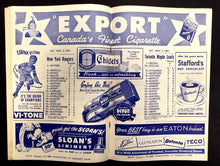 Load image into Gallery viewer, 1951 Maple Leaf Gardens Vintage Program Leafs vs N.Y. Rangers Hockey Max Bentley