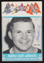 Load image into Gallery viewer, 1954 HARRY LUMLEY Autograph Maple Leafs PROGRAM Toronto vs NYR Vtg Hockey NHL