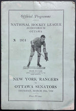 Load image into Gallery viewer, 1929-30 NHL Playoff Program New York Rangers Ottawa Senators Newsy Lalonde