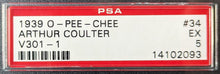 Load image into Gallery viewer, 1939 O-Pee-Chee #34 Arthur Coulter V301-1 Graded EX 5 New York Rangers NHL PSA