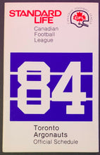 Load image into Gallery viewer, 1984 CFL Toronto Argonauts Schedule Canadian Football League Standard Life