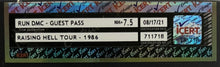 Load image into Gallery viewer, 1986 Run DMC Raising Hell Tour Guest Backstage Pass Vintage Music iCert Rap Rock