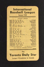 Load image into Gallery viewer, 1932 Toronto Maple Leaf Baseball International League Pocket Schedule The Star
