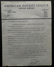 Load image into Gallery viewer, 1958-59 American Hockey League Yearbook Issued To Media AHL Cover Letter