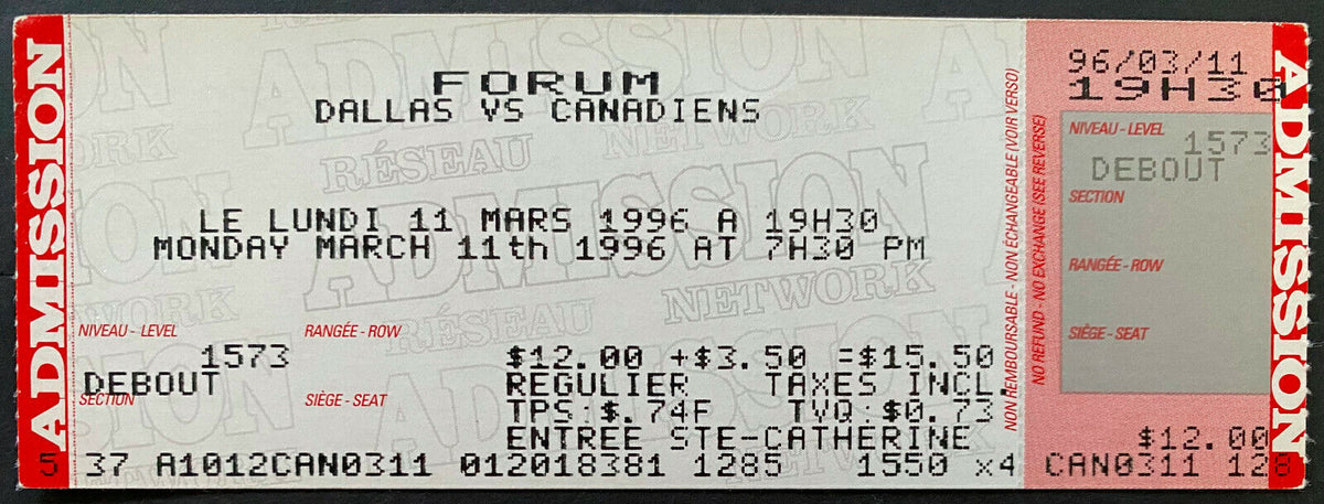 Montreal Canadiens Forum Last Game 96-97 Ticket Poster, Used---View All hot The Images--DurhamDeals