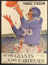 Load image into Gallery viewer, 1962 Yankee Stadium NFL Football Program New York Giants vs St. Louis Cardinals