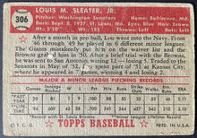 Load image into Gallery viewer, 1952 Topps Baseball #306 Lou Sleater MLB Card Washington Senators 5th Series