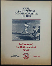 Load image into Gallery viewer, 1989 Carl Yastrzemski Commemorative Folder 4 Page Foldout MLB No. 8 Retirement