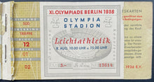 Load image into Gallery viewer, 1936 Berlin Summer Olympics Ticket Book With Ticket Sports Vintage Historical