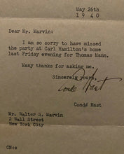Load image into Gallery viewer, 1940 Vintage Signed Conde Nast Letter Publishing Letterhead Autographed LOA