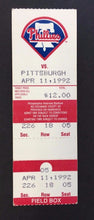 Load image into Gallery viewer, 1992 Pittsburgh Pirates v Philadelphia Phillies Baseball MLB Ticket Stub Vintage
