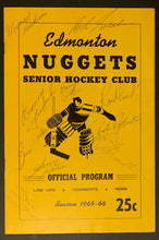 Load image into Gallery viewer, 1966 Edmonton Nuggets Senior Hockey NHL Oldtimers Program Signed x16 Autographs