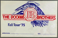 Load image into Gallery viewer, 1975 The Doobie Brothers Fall Tour Backstage Pass icert EX-NM 6 Vintage Music