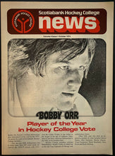 Load image into Gallery viewer, 1974 Scotiabank Hockey College Newsletter Boston Bobby Orr Cover + Dryden Photo