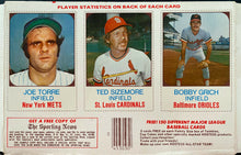 Load image into Gallery viewer, 1975 Hostess Twinkies MLB Player Card Box Panel Uncut x3 Cards Torre Sizemore +