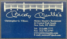 Load image into Gallery viewer, Mickey Mantle Restaurant Business Card 1988 Vintage Collectible MLB HOF New York