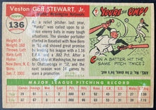 Load image into Gallery viewer, 1955 Topps Baseball #136 Bunky Stewart Washington Nationals Vintage MLB Card