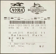 Load image into Gallery viewer, 2015 American Pharoah Triple Crown Belmont Stakes Uncashed Betting Slip