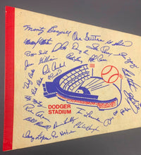 Load image into Gallery viewer, 1977 Championship Los Angeles Dodgers Full Size Pennant Facsimile Signed Vintage