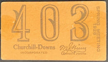 Load image into Gallery viewer, 1928 Churchill Downs Spring Meet Horse Racing Ticket Reigh Count Wins Derby